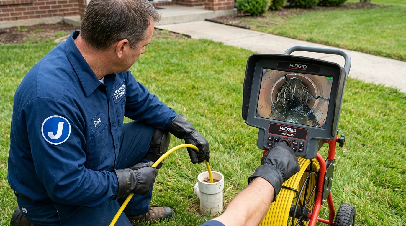 Sewer camera inspection being performed by Johns Plumbing LLC in Birch Run