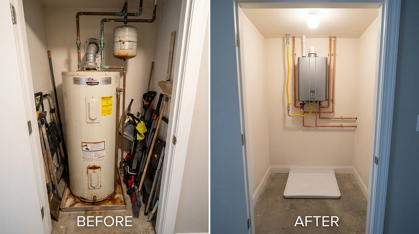 Tank water heater versus wall-mounted tankless unit comparison for Birch Run, MI homeowners